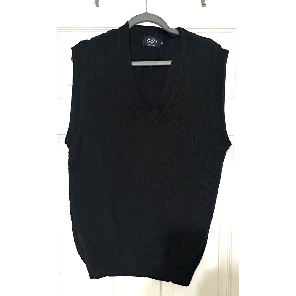 Men’s Black Knitted Golf Boss V Neck Vest Size Medium